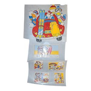 Rare 1979 Vintage Sanrio Qui-Quaks Sticker Lot & Giant Puffy‎ Sticker *Restored